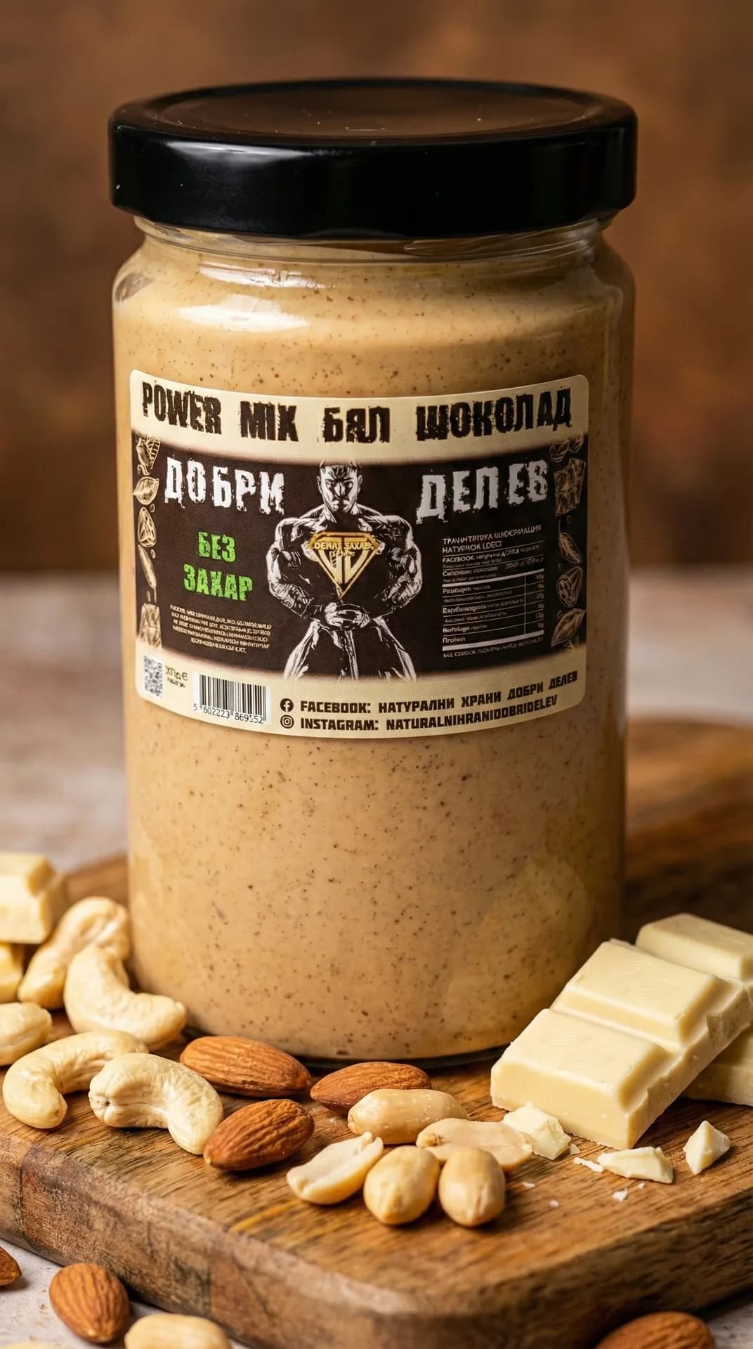 Power Mix с бял шоколад без захар 700г - натурален продукт от Dobri Delev