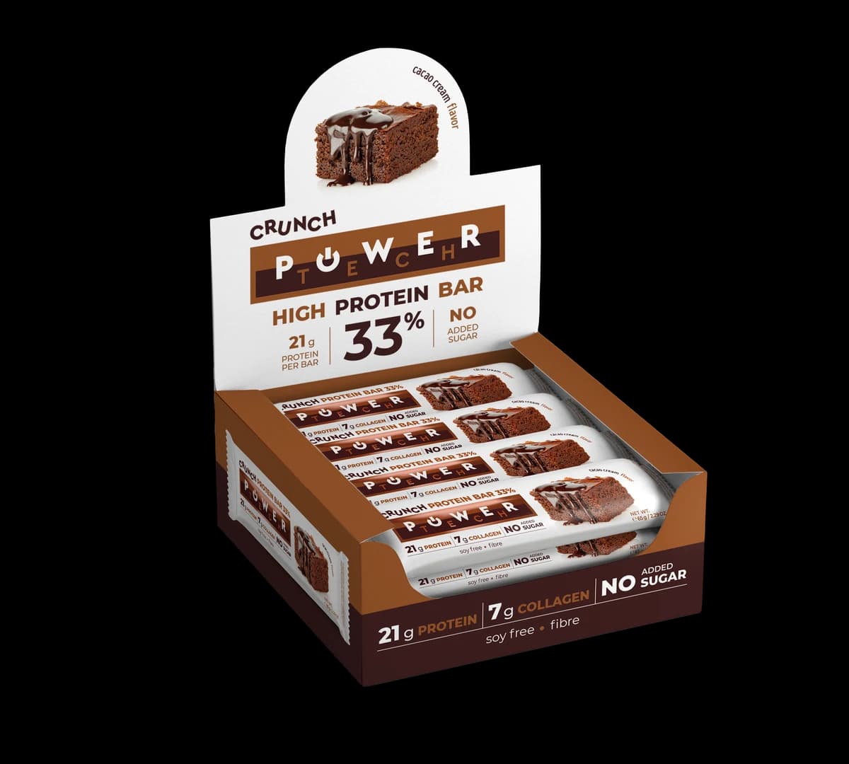 Power Tech Crunch Protein Bar 33% с вкус на шоколадов крем — кутия 12 бр. - натурален продукт от Dobri Delev