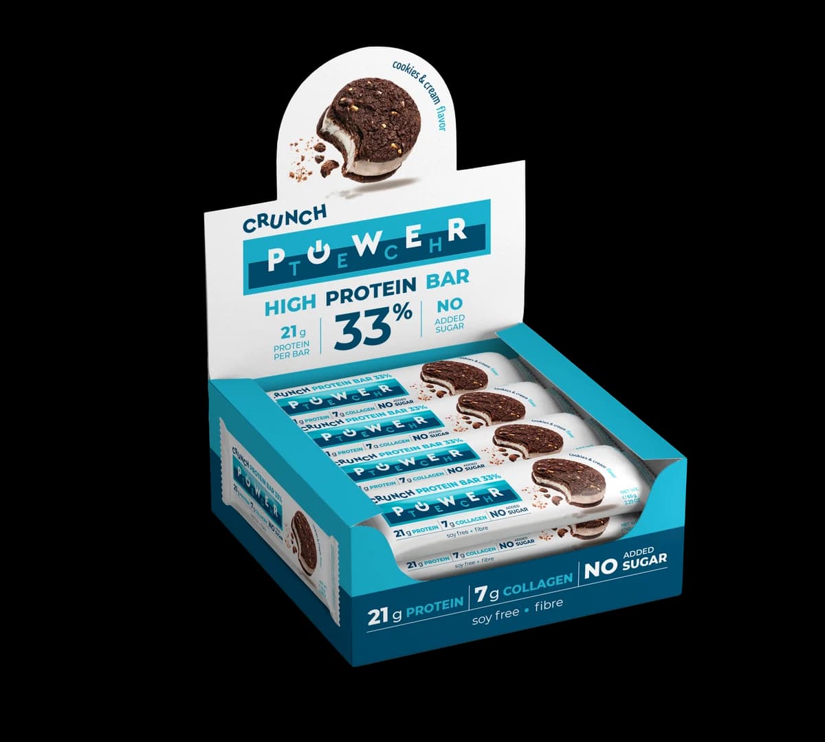 Power Tech Crunch Protein Bar 33% с вкус на бисквита и крем — кутия 12 бр. - натурален продукт от Dobri Delev