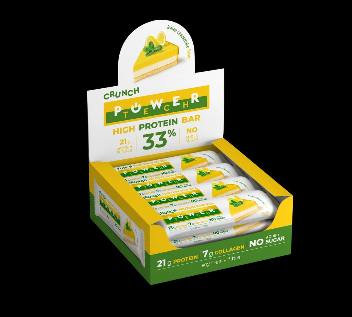 Power Tech Crunch Protein Bar с вкус на ванилов чийзкейк с бял шоколад и лимон 33% — кутия 12 бр. - натурален продукт от Dobri Delev