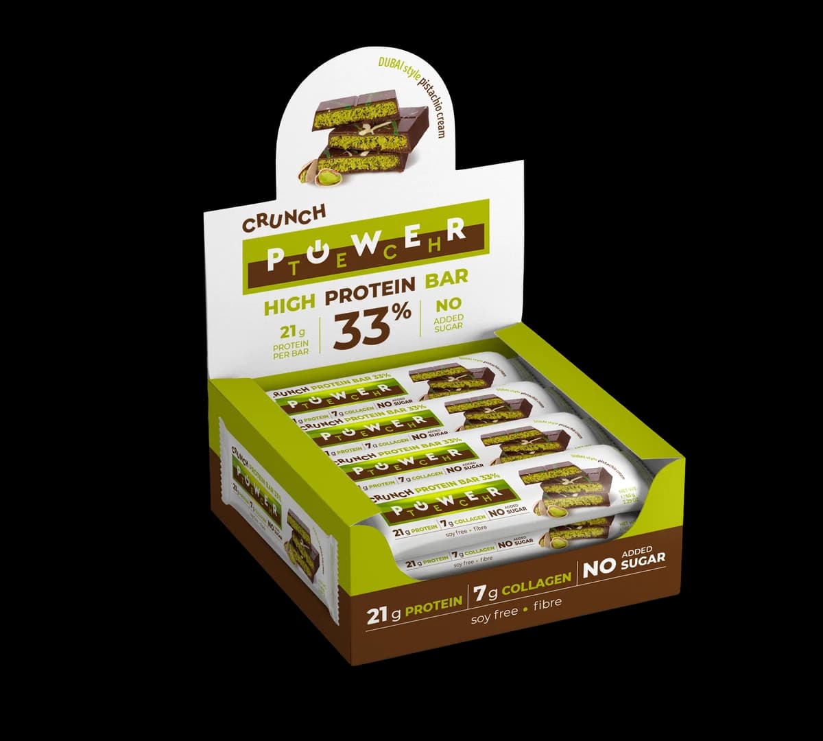 Power Tech Crunch Protein Bar 33% шоколадова с пистачио крем — кутия 12 бр. - натурален продукт от Dobri Delev
