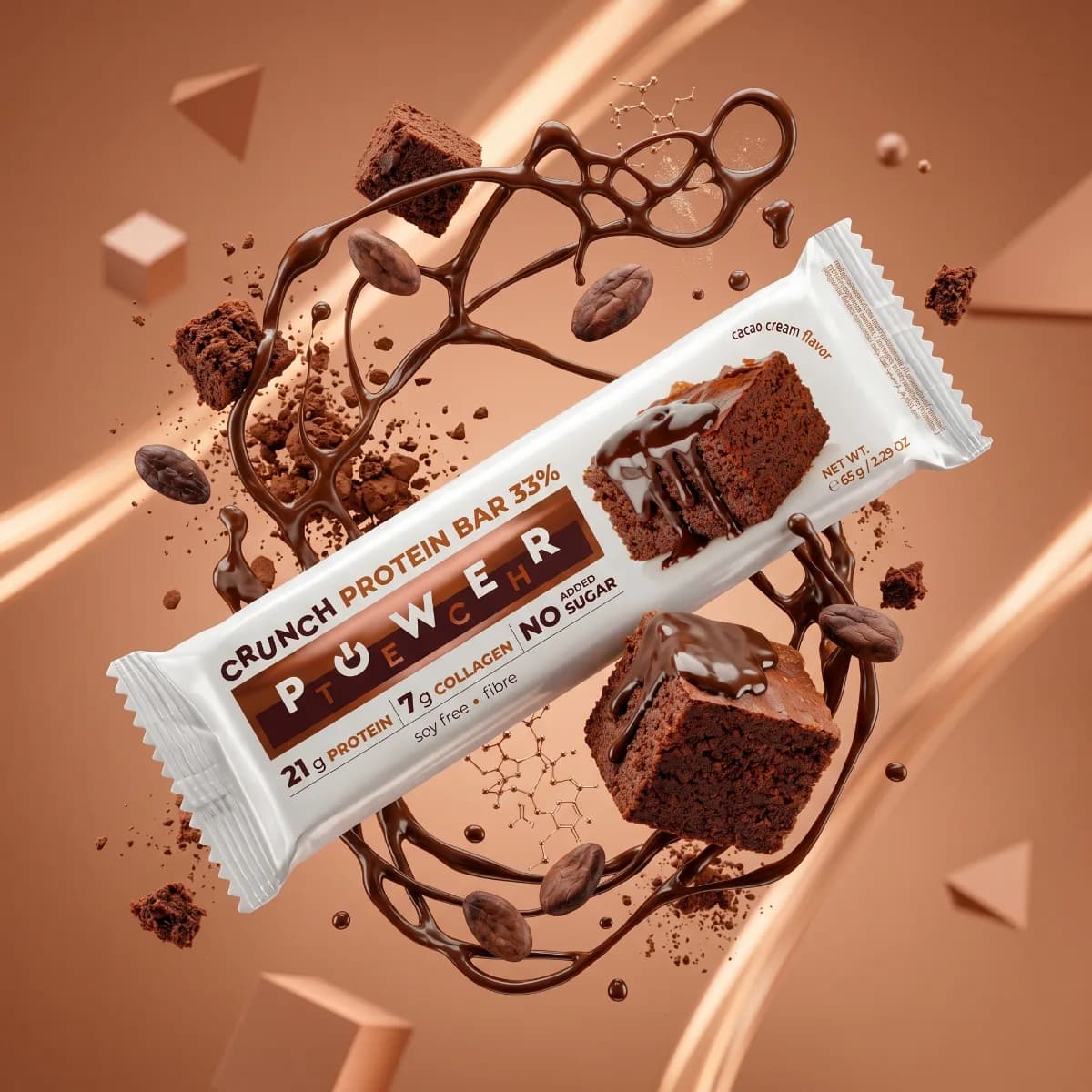 Power Tech Crunch Protein Bar 33% с вкус на шоколадов крем 65г - натурален продукт от Dobri Delev